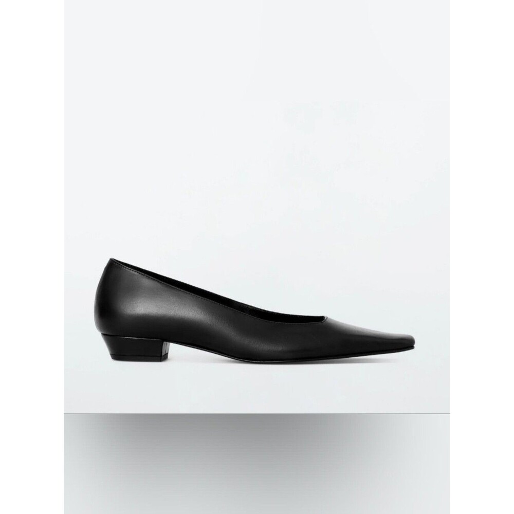 New Square Toe Court Black Leather Shoes Low Heel Pumps Size 11 Comfort Career